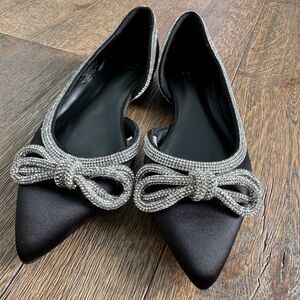 Women's Juliette Bow Ballet Flats - A New Day Black